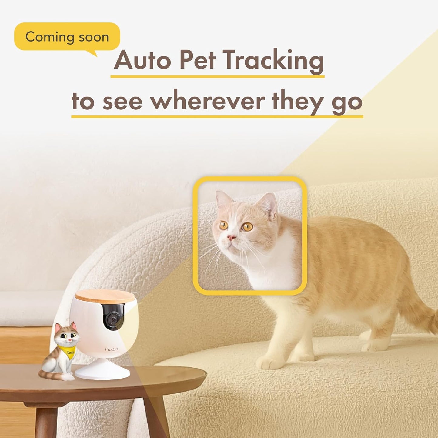 360° Cat Camera: See Your Cat from Anywhere | Rotating 360° Cat Tracking, Treat Toss, Color HD Night Vision, 2-Way Audio, Real-Time Notifications, Designed for Cats | Pet Camera w/Phone App