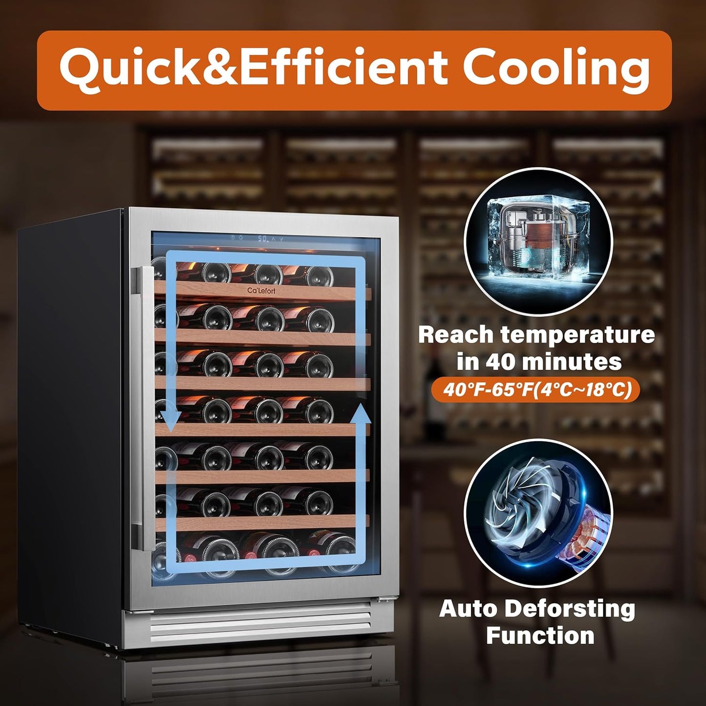 24'' Wine Cooler Refrigerator - 46 Bottle Wine Fridge Dual Zone with Modern Touch Intelligent Digital 40°-65°F Low Noise, Built in or Freestanding Wine Cooler for Home and Kitchen