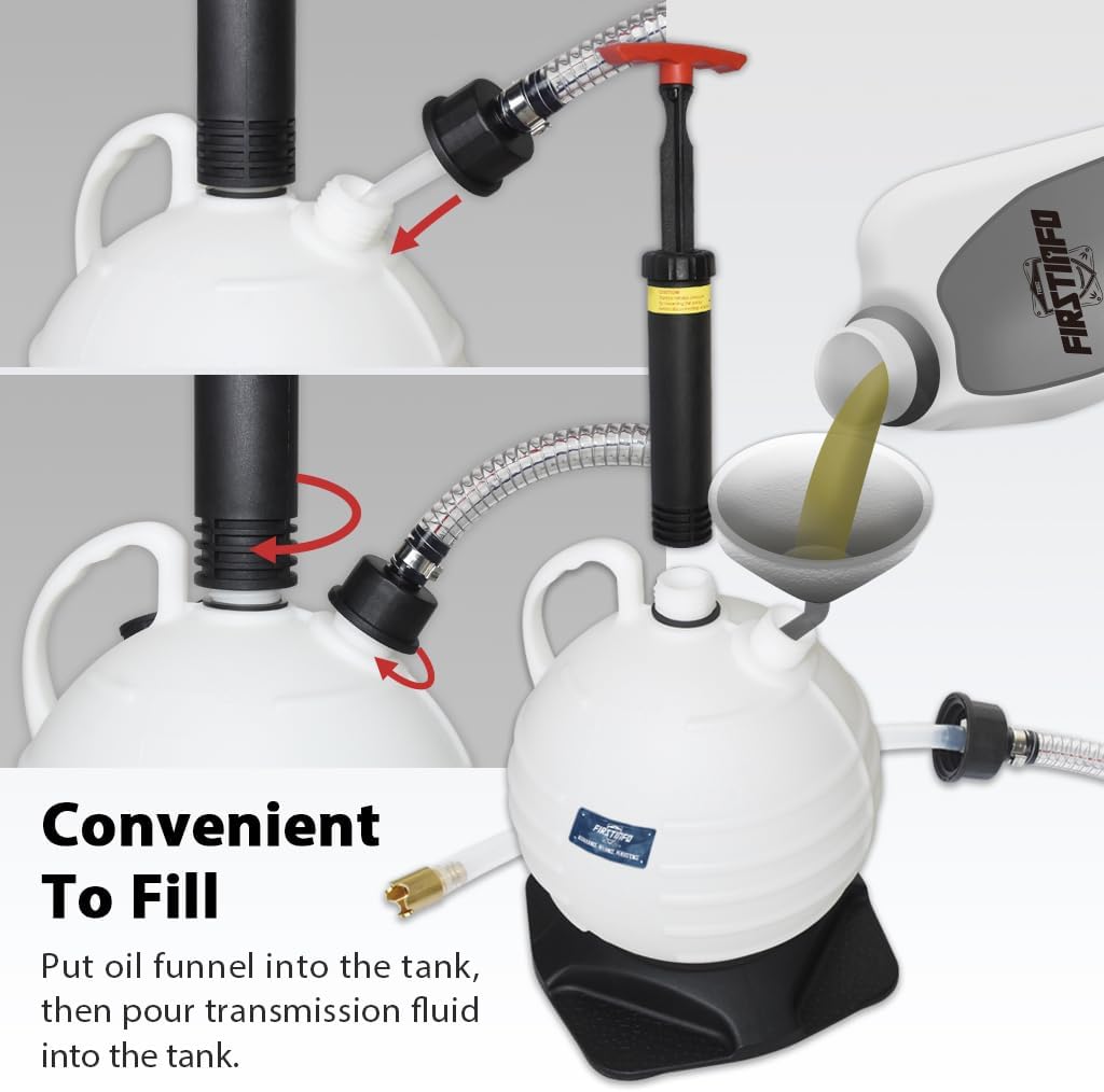 A1139HNUS Patented 12.5L Automatic Transmission Fluid Pump for ATF Filler System with 21 Pieces Taiwan-ATF Filling Adapters, Pneumatic and Manual Operation for Refilling Use